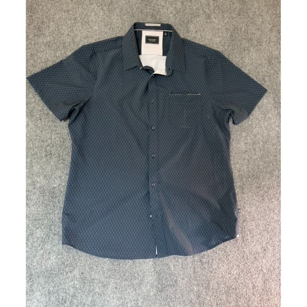 7 Diamonds 4 Way Stretch Golf Polo Mens Dark Gray Geometric Shirt Size L